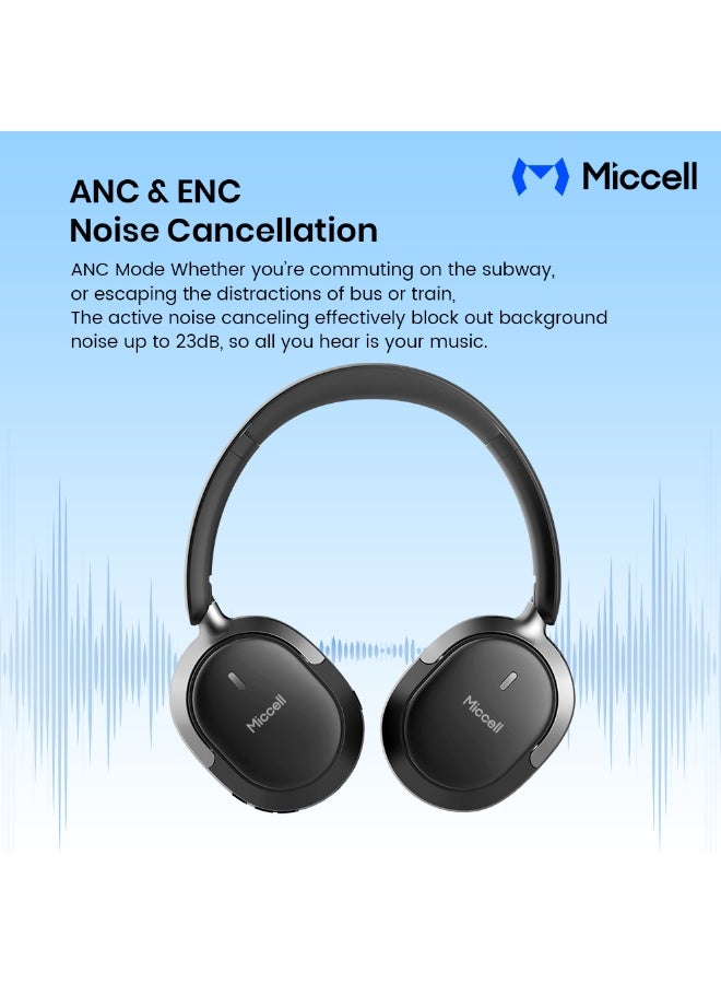 ميكسل سماعات رأس Miccell B19 بتقنية إلغاء الضوضاء النشطة الهجينة وبلوتوث 6.0 وعمر بطارية 50 ساعة - Image 3