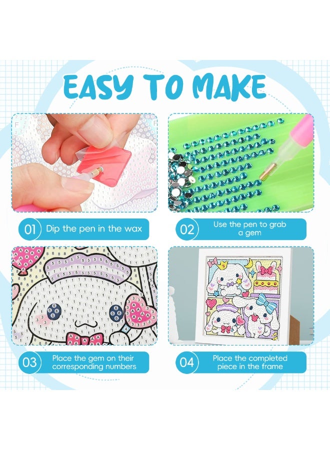 HANNEA® DIY Diamond Art Kit for Kids 7 inches Cute Cinnamoroll Dimond Paintings Kit with Wooden Frame DIY Diamond Painting Desk Decoration Art Craft Gift for Kids - Image 5