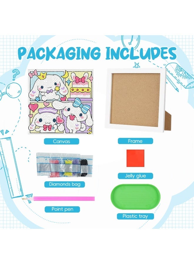 HANNEA® DIY Diamond Art Kit for Kids 7 inches Cute Cinnamoroll Dimond Paintings Kit with Wooden Frame DIY Diamond Painting Desk Decoration Art Craft Gift for Kids - Image 3