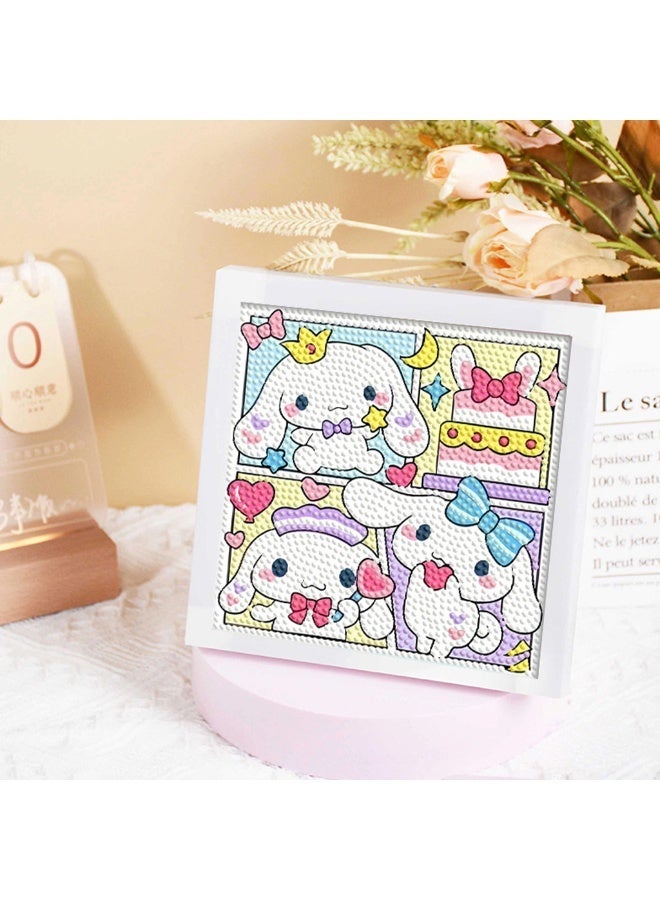 HANNEA® DIY Diamond Art Kit for Kids 7 inches Cute Cinnamoroll Dimond Paintings Kit with Wooden Frame DIY Diamond Painting Desk Decoration Art Craft Gift for Kids - Image 4