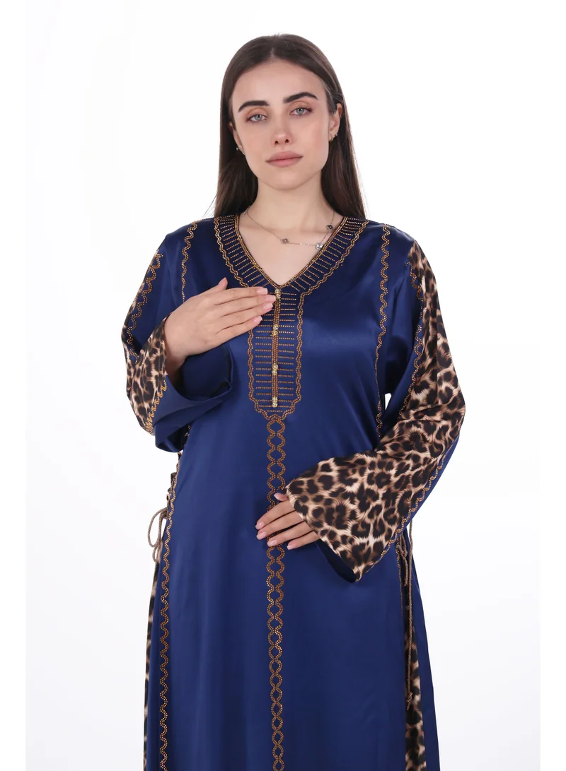 AL BENT AL SHARQIEH navy blue women satin jalabiya dress for Women | Best Price UAE