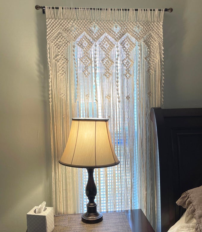 BOHO CURTAINS FOR BEDROOM MACRAME CURTAINS FOR WINDOW DOORWAY BOHEMIAN DECOR IVORYNATURAL COLOR 35 W X 82 L