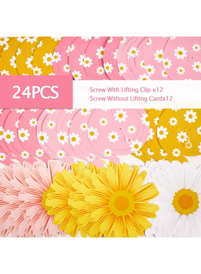 EASY JOY 24 PCS Daisy Hanging Swirls Decorations Boho Groovy Party Decorations Spring Flower Birthday Party Decorations Retro Hippie Party Ceiling Decorations for Classroom Office Mother Day Decor - Image 2