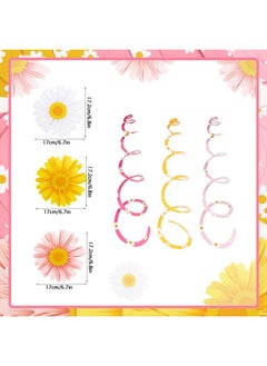 Easy Joy EASY JOY 24 PCS Daisy Hanging Swirls Decorations Boho Groovy Party Decorations Spring Flower Birthday Party Decorations Retro Hippie Party Ceiling Decorations for Classroom Office Mother Day Decor  - Image 3
