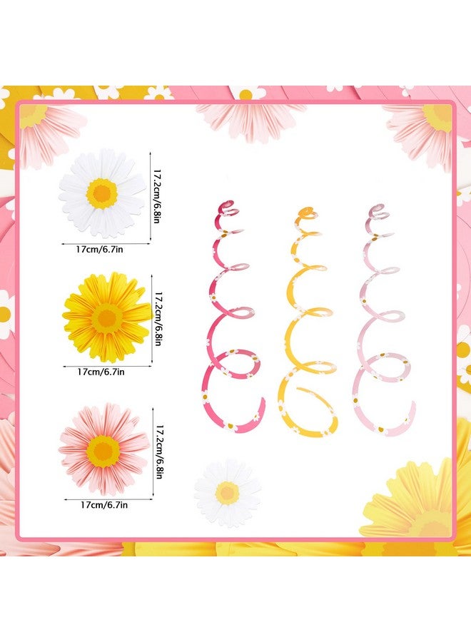 EASY JOY 24 PCS Daisy Hanging Swirls Decorations Boho Groovy Party Decorations Spring Flower Birthday Party Decorations Retro Hippie Party Ceiling Decorations for Classroom Office Mother Day Decor - Image 3