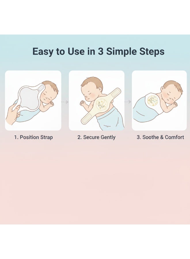 حزام المغص للرضع الأطفال بنواة الكرز، حزام مغص الاطفال مصنوع من قطن نقي قابل للتعديل بنسبة 100٪،حزام منع المغص،  وسادة تدفئة لبطن الرضيع لتخفيف الغازات والمغص (قمر) - Image 5
