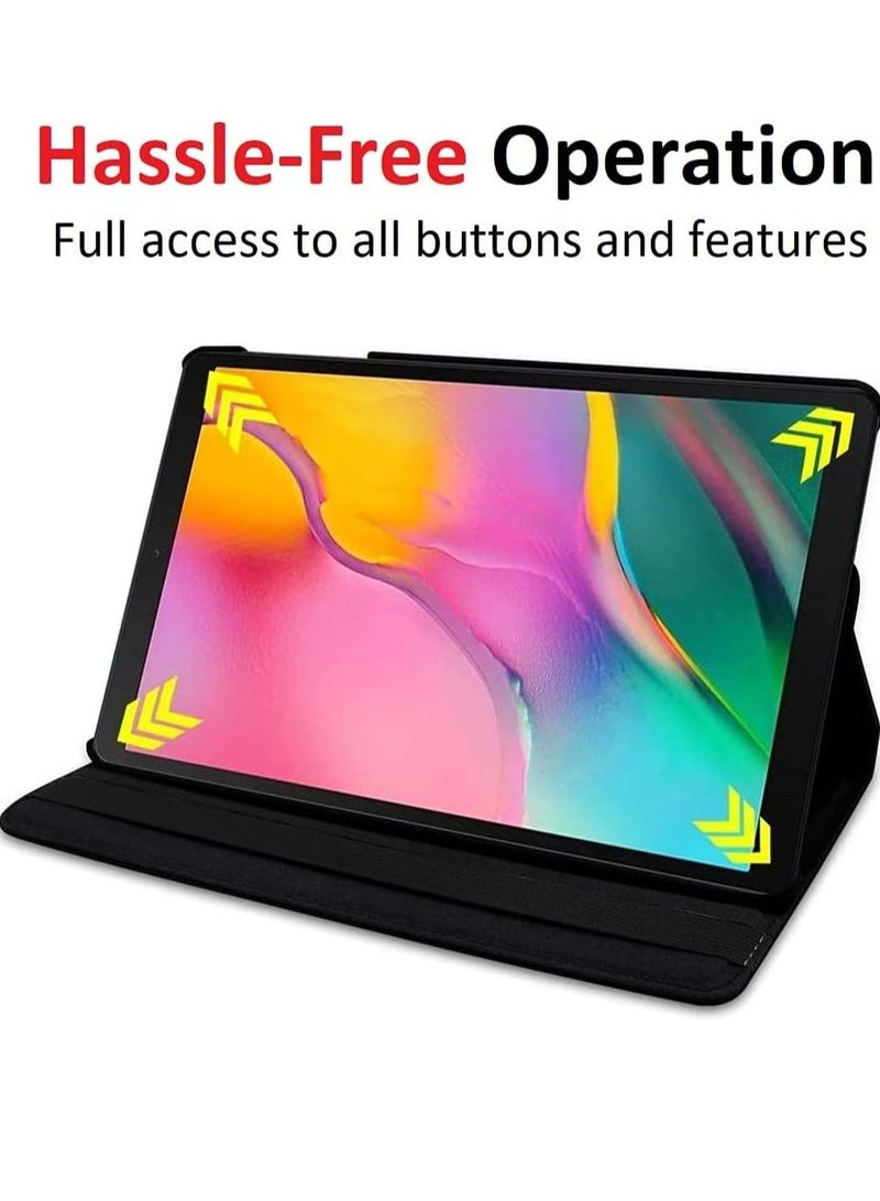 MUNTAQI Rotating Case for Samsung Galaxy Tab A7 10.4 (2020/2022) [T500/T505/T507/T509] | 360-Degree Stand with [Auto Sleep/Wake] | Folio Leather Smart Tablet Cover (Black) - Image 3