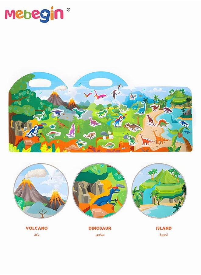 MEBEGIN 2 Pack Waterproof Montessori Busy Book with Dinosaur and Sea Themes, Reusable DIY Sticker Books with Handle, Fun Preschool Educational Toys, Perfect Portable Travel Toys for Kids, Easy to Use, Ideal Gift for Kids  - Image 5