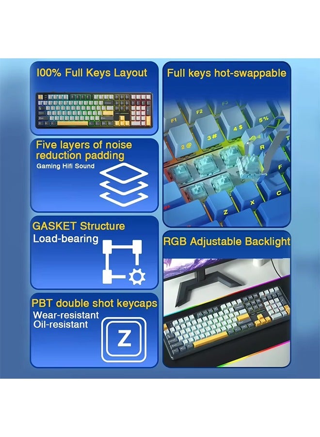 أولا لوحة مفاتيح AULA F108 بتصميم 100% ومعدل اقتراع 1K ولوحة مفاتيح ميكانيكية للألعاب قابلة للتبديل السريع ومفتاح خطي مع برنامج ماكرو - Image 5