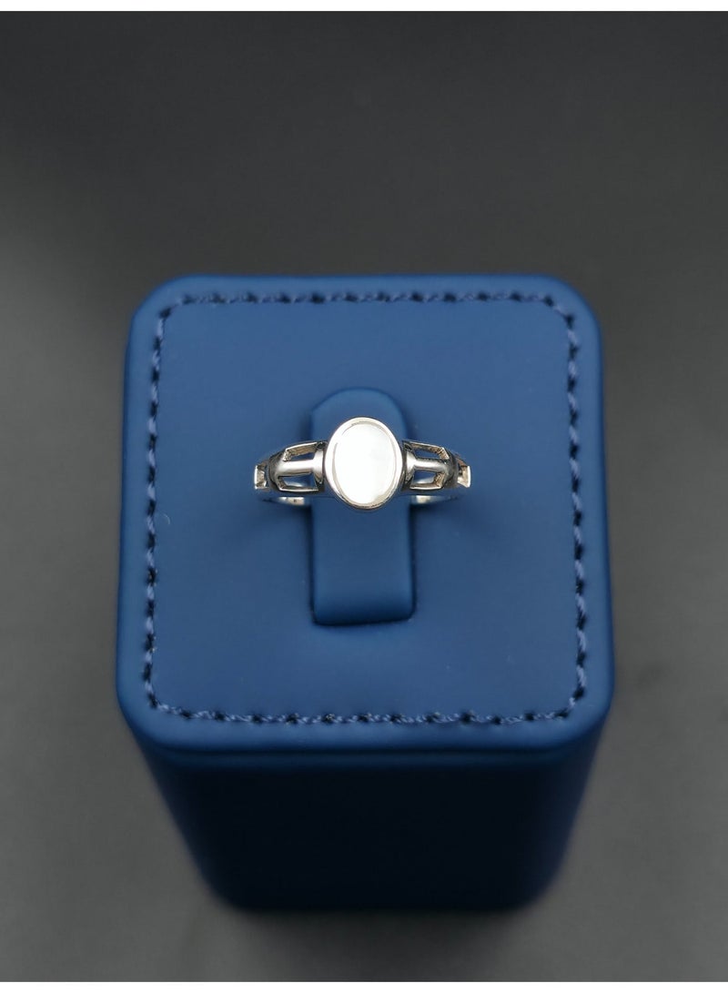 Kanira Premium 925 Sterling Silver Oval Mother of Pearl Statement Ring for Women | Elegant Openwork Designer Ring | Adjustable Fashion Jewelry | KANIRA - Image 3