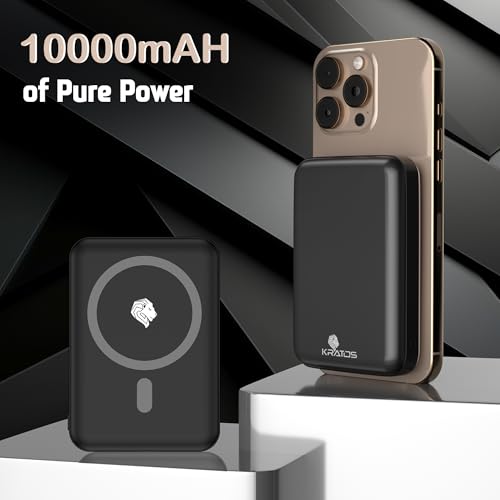 Kratos Magsafe Wireless Power Bank 10000mAh, 22.5W Fast Charging with 15W Wireless Output, Strong Magnetic Hold, USB Type-C, Compatible with iPhone 12 & Above, Android Qi Devices (Black) - Image 4