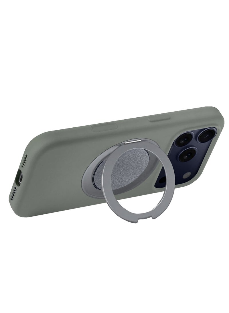 MagSafe Soft Silicone Case Cover for Apple iPhone 17 Pro Max - 360° Spin Magnetic Stand Holder - Soft Liquid Silicone Cozy Grip - Full Camera Protection, Non-Slip Phone Case - Olive Green - Image 5