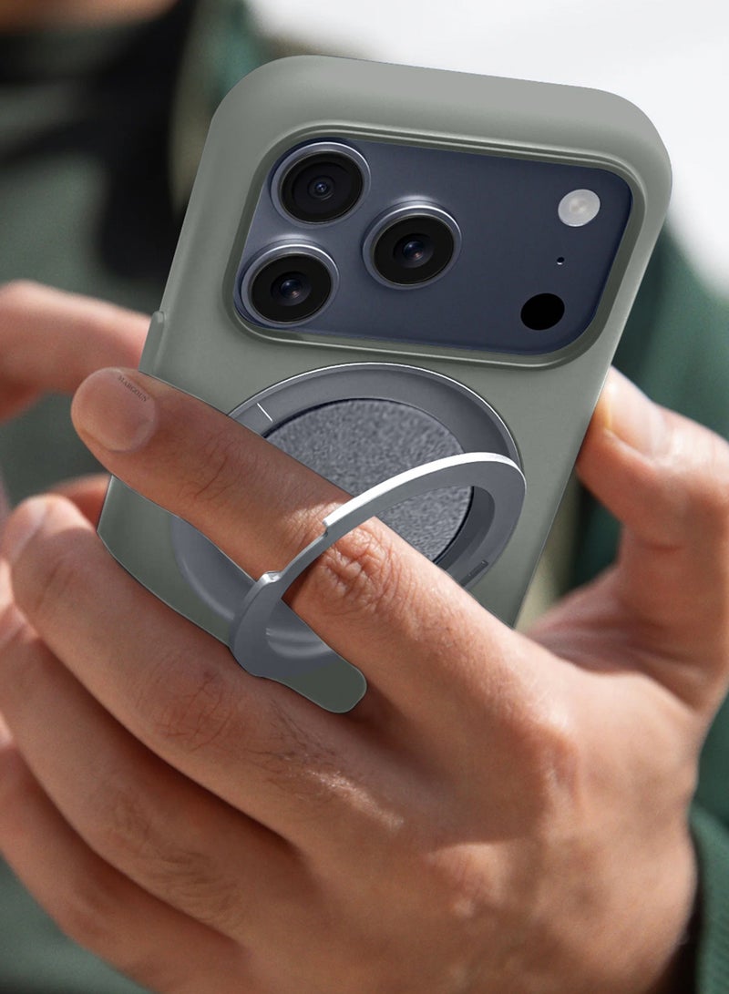 MagSafe Soft Silicone Case Cover for Apple iPhone 17 Pro Max - 360° Spin Magnetic Stand Holder - Soft Liquid Silicone Cozy Grip - Full Camera Protection, Non-Slip Phone Case - Olive Green - Image 4