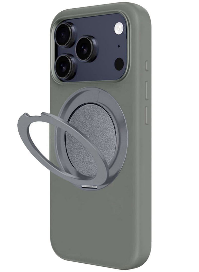 MagSafe Soft Silicone Case Cover for Apple iPhone 17 Pro Max - 360° Spin Magnetic Stand Holder - Soft Liquid Silicone Cozy Grip - Full Camera Protection, Non-Slip Phone Case - Olive Green - Image 3