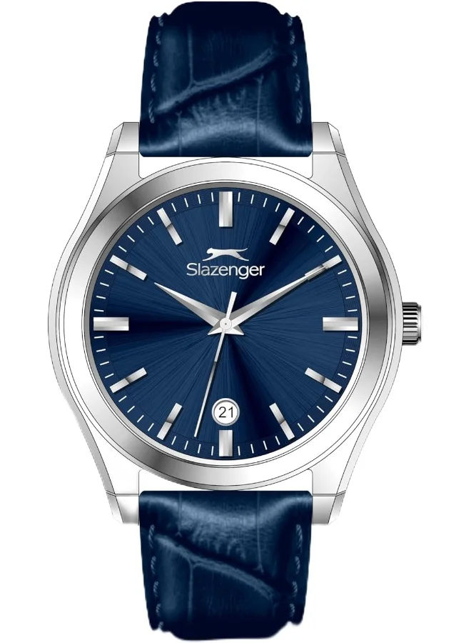 Slazenger Slazenger Men's Watch, Analog Display and Leather Strap - SL.9.2486.1.02, Dark Blue