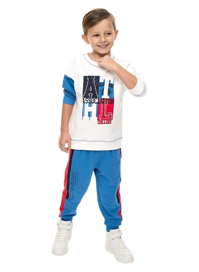 فكتور اند جين طقم سويت شيرت بطبعة جرافيك مع جوغر