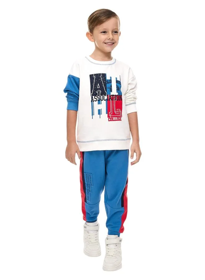 فكتور اند جين طقم سويت شيرت بطبعة جرافيك مع جوغر