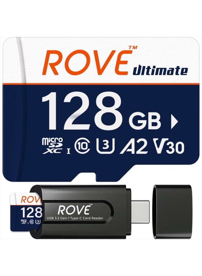 ROVE Ultimate Micro SD Card microSDXC 128GB Memory Card with USB 3.2 Type C Card Reader 170MB/s C10, U3, V30, 4K, A2 for Dash Cam, Android Smart Phones, Tablets, Games - Image 1