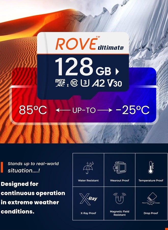 ROVE Ultimate Micro SD Card microSDXC 128GB Memory Card with USB 3.2 Type C Card Reader 170MB/s C10, U3, V30, 4K, A2 for Dash Cam, Android Smart Phones, Tablets, Games - Image 4