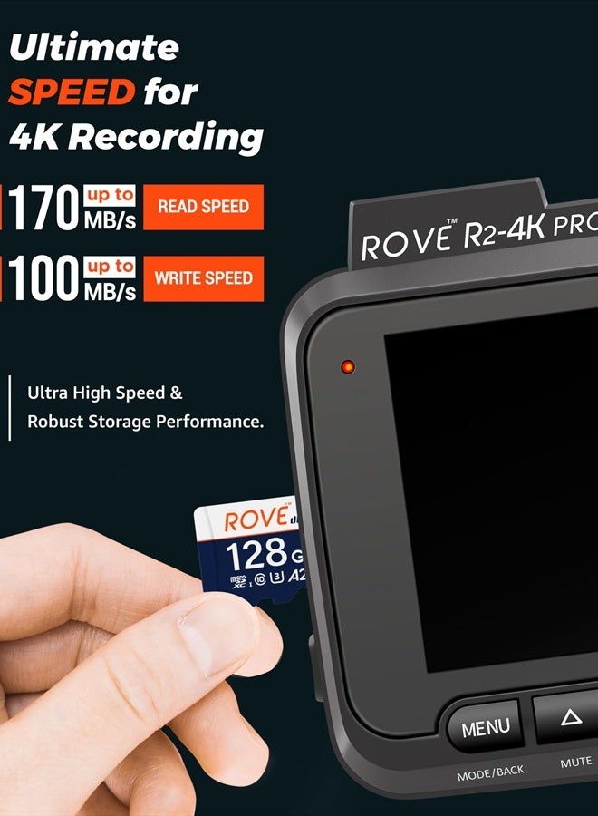 ROVE Ultimate Micro SD Card microSDXC 128GB Memory Card with USB 3.2 Type C Card Reader 170MB/s C10, U3, V30, 4K, A2 for Dash Cam, Android Smart Phones, Tablets, Games - Image 2