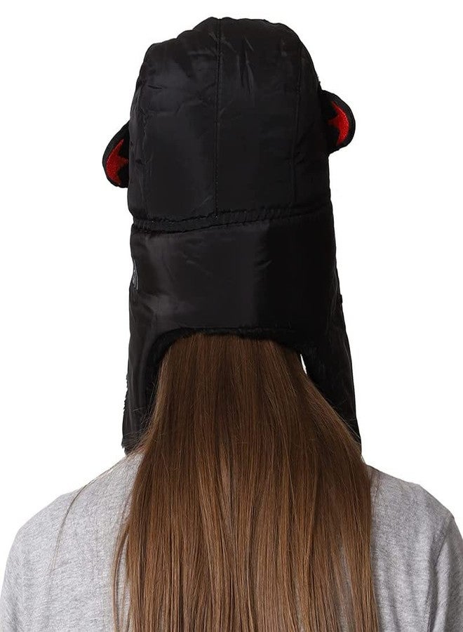 Dressify® LEI FANG Women Ladies Girl's Russian Warm Woolen Winter Cap with mask Soft Snow Cap with Ear Flaps Black Color - Image 5