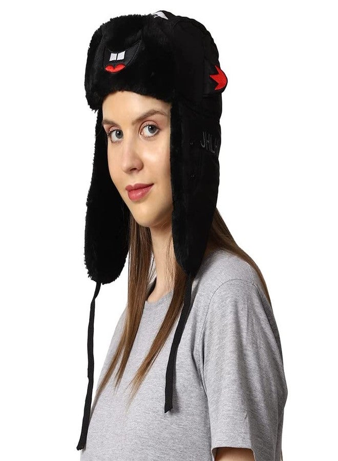 Dressify® LEI FANG Women Ladies Girl's Russian Warm Woolen Winter Cap with mask Soft Snow Cap with Ear Flaps Black Color - Image 2