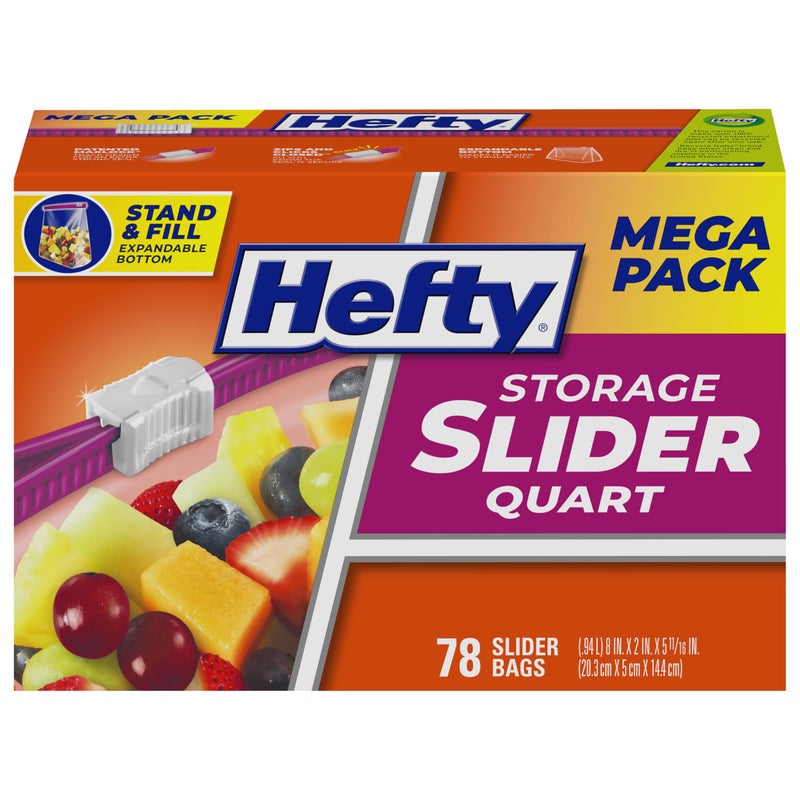 Hefty Slider Storage Bags, Quart Size, 78 Count - Image 1