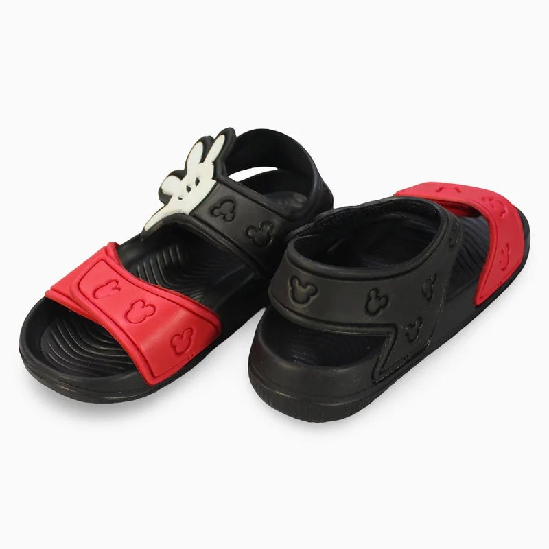 Our kids Boys Leather Sandals - Red with Mickey Mouse Detail - Image 2
