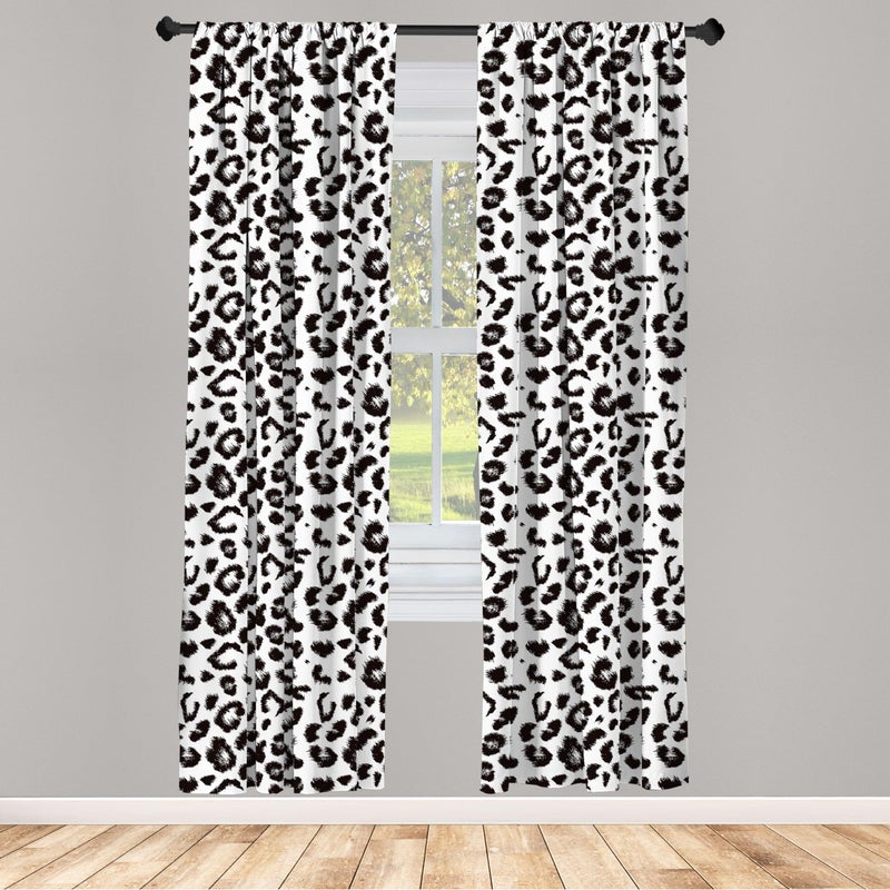 Ambesonne Ambesonne Leopard Curtains  Monochrome Background Print with a Repetitive Sketchy Style Spots  Window Treatments 2 Panel Set for Living Room Bedroom  Pair of - 28"" x 95""  Grey Charcoal - Image 2