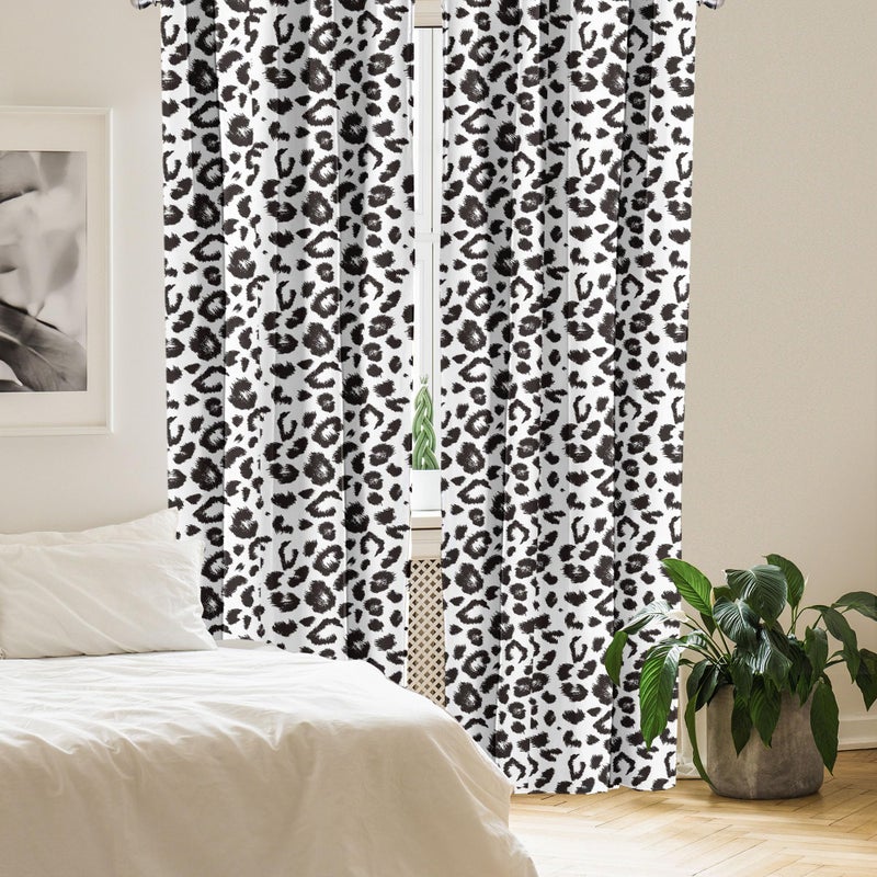 Ambesonne Ambesonne Leopard Curtains  Monochrome Background Print with a Repetitive Sketchy Style Spots  Window Treatments 2 Panel Set for Living Room Bedroom  Pair of - 28"" x 95""  Grey Charcoal - Image 4
