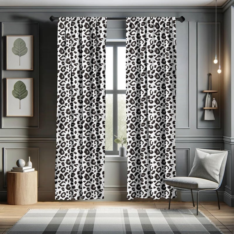 Ambesonne Ambesonne Leopard Curtains  Monochrome Background Print with a Repetitive Sketchy Style Spots  Window Treatments 2 Panel Set for Living Room Bedroom  Pair of - 28"" x 95""  Grey Charcoal - Image 5