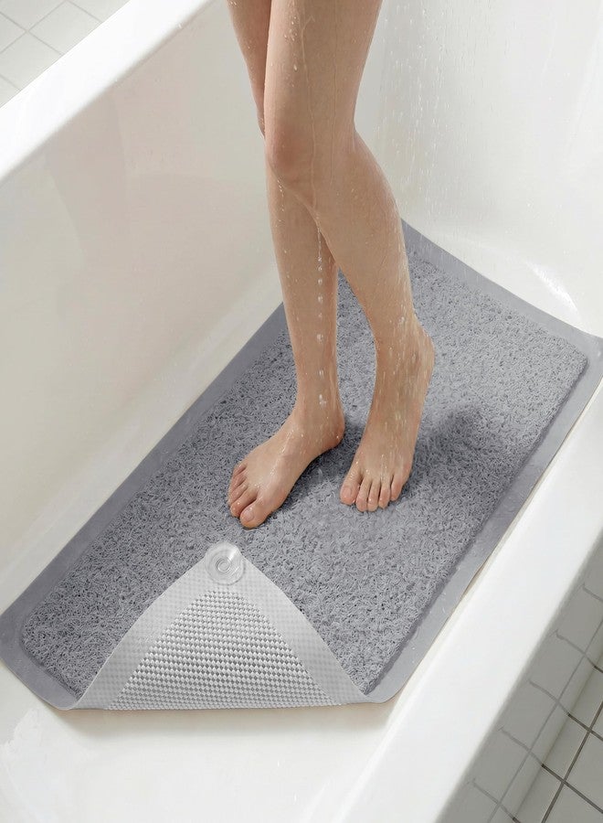 Bosap Upgraded Anti Slip Shower Mat for Inside Shower,Non Slip Bathtub Mat with Suction Cups,Shower Floor Mat,Scrubber Mats,Easy to Clean,Quick Dry,Easy Drainage,Loofah Bath Mat for Tub,Grey,16''x24'' - Image 1