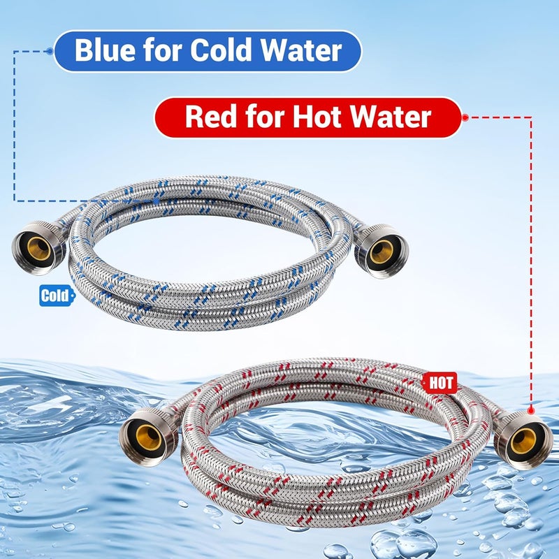 Yejesiy 4ft Premium Stainless Steel Washing Machine Hoses - Image 2