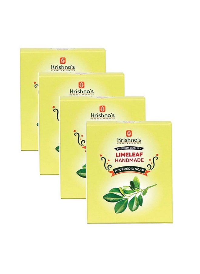 Krishna's Herbal & Ayurveda Krishna'S Lime Leaf Handmade Soap 100G (Pack Of 4) Herbal Bathing Soap For Acne Suitable For All Skin Type  - Image 1