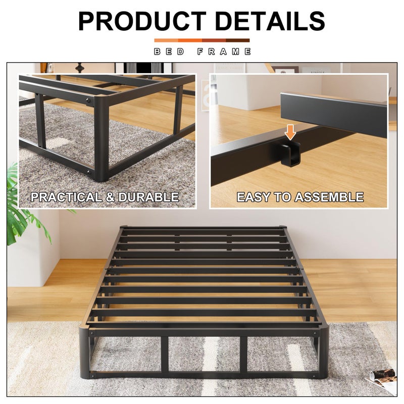 EMODA 8 Inch Twin Box Spring Heavy Duty Metal Mattress Foundation Bed Base with Fabric Cover, Easy Assembly - Image 5