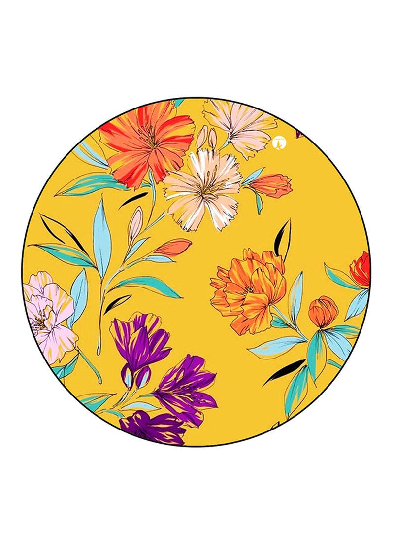RKN Flowers Printed Mouse Pad  Round  Multicolour