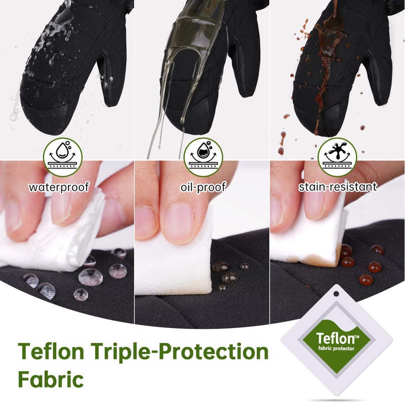 EXski Ski Mittens for Women, Waterproof Snow Ski Gloves for Snowboard, Winter Warm Mitts with Touchscreen - Image 2