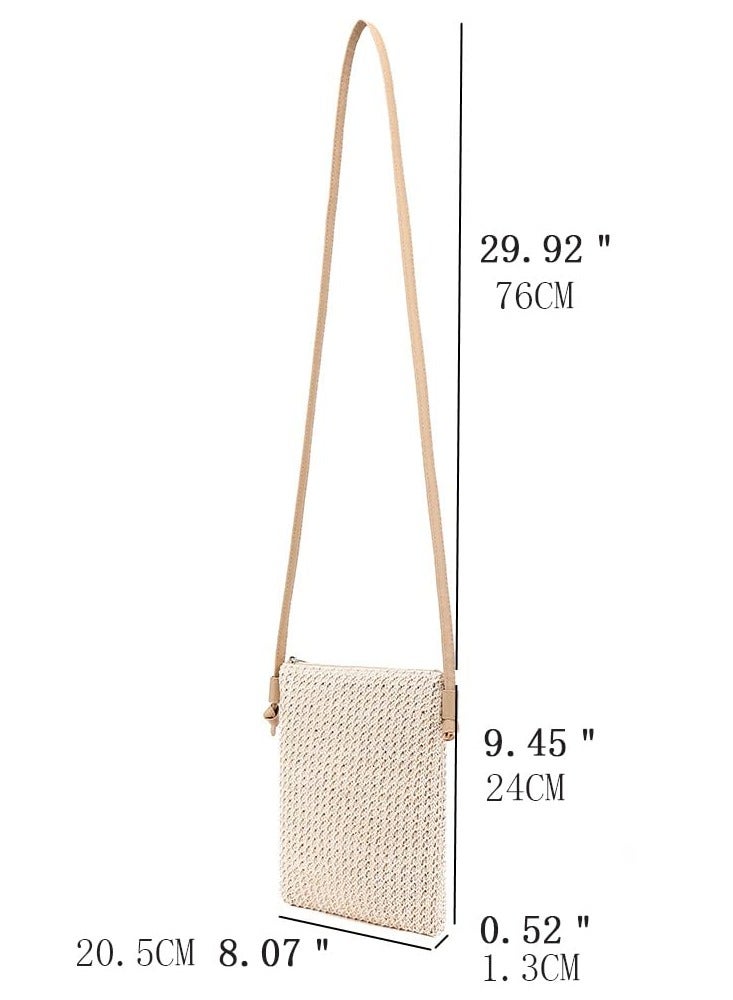Excefore Straw Shoulder Bag Straw Clutch Straw Crossbody Bag Casual Summer Beach Straw Handmade Bag for Women Envelope Purse Wallet - Image 5