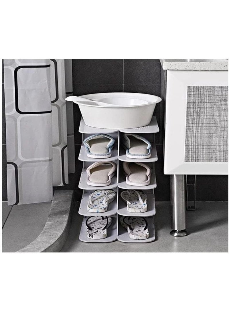 بلومنغ تايم رف أحذية، منظم تخزين أحذية بستة طبقات، أرفف أحذية قابلة للتعديل، تخزين أحذية قائم بذاته موفر للمساحة للمدخل والممر، أبيض - Image 1