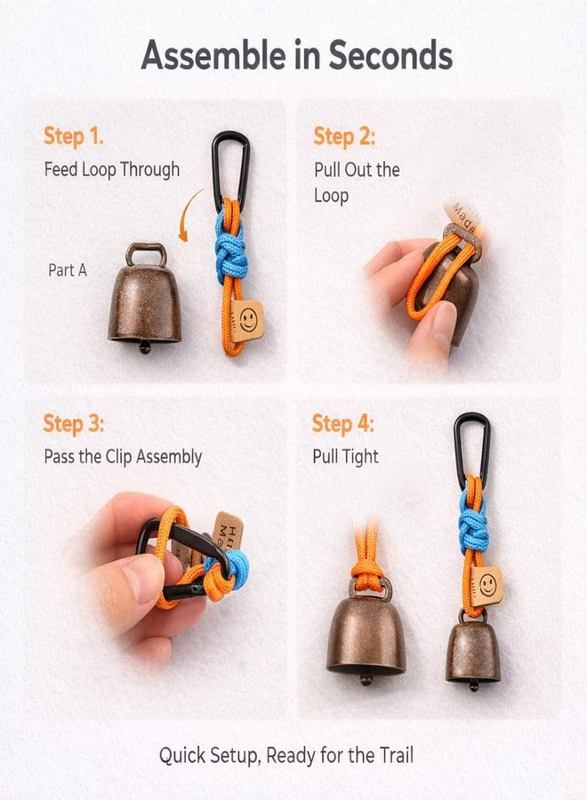 kcrygogo 2 Pack Bear Bells with Handwoven Rope for Hiking Camping - Outdoor Safety Alert Bell to Deter Bears, Wildlife Warning铃 for Backpacking, Trekking in Bear Country, Great Gift for Hikers - Image 4
