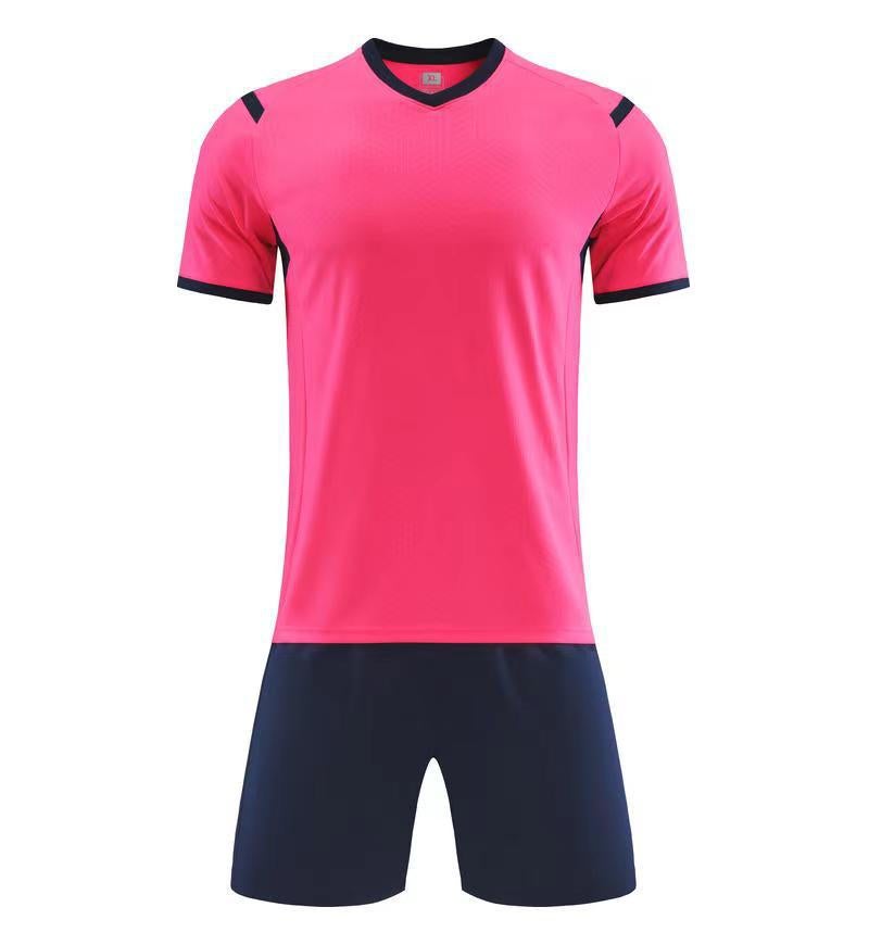 Generic New football uniform suit childrens uniform printed mens and womens competition team uniform childrens adult sports training uniform Pink