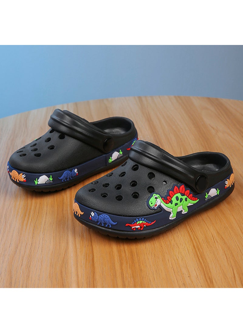 Generic - Childrens Summer Beach Clog Shoes Soft Bottom Breathable Wear-Resistant Unisex Slip-On Durable Hole-Shaped Sandals Black - Image 1