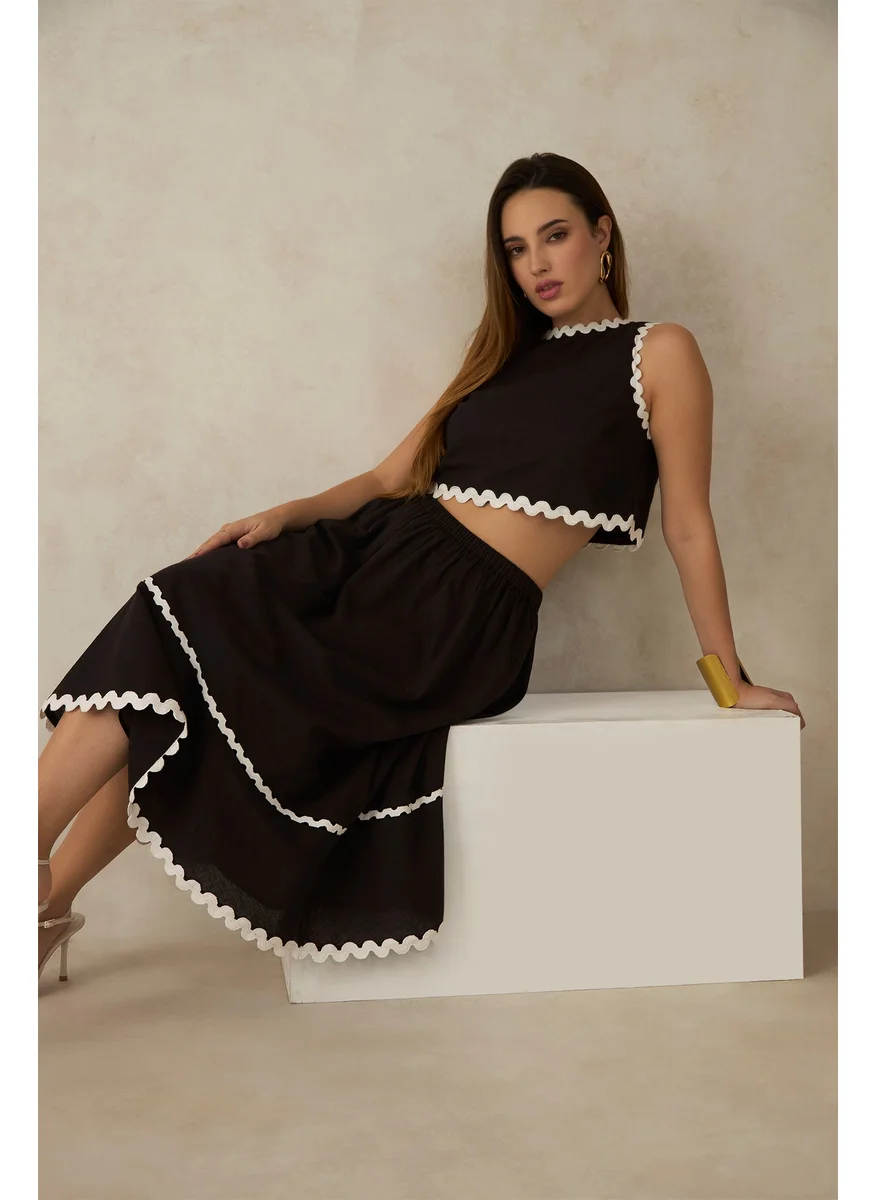 فيرجيو Virgio Brielle Skirt Ric Rac Lace Tiered Skirt