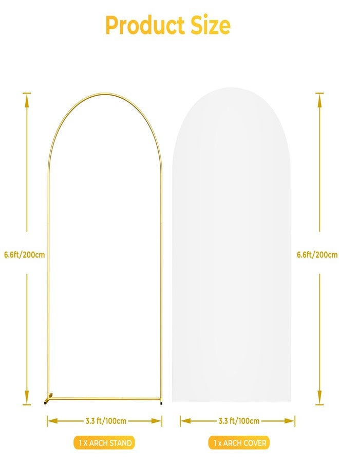 DOYXC 6.6FT Metal Arch Backdrop Stand and Cover Set, Gold Wedding Backdrop Arch Stand with Cover, Balloon Arch Stand with White Arch Cover for Birthday Party Baby Shower Graduation Ceremony - Image 5