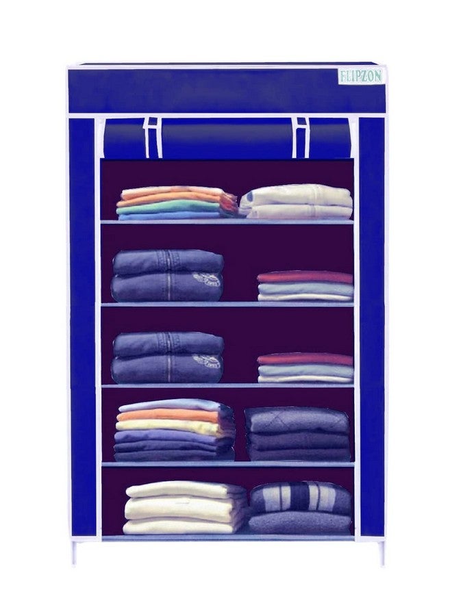 FLIPZON | 5 Shelves Baby Foldable Wardrobe | Non-Woven Fabric Shelves | Blue - Image 1
