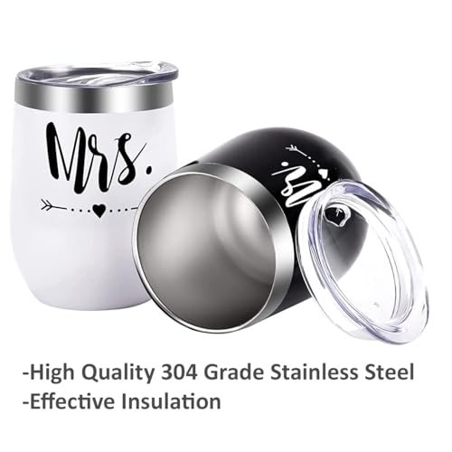 STORE 2508 Insulated Tumbler Set Of 2, Mr Mrs, Stainless Steel, Anniversary Gift, Wedding Gift 350Ml - Image 2