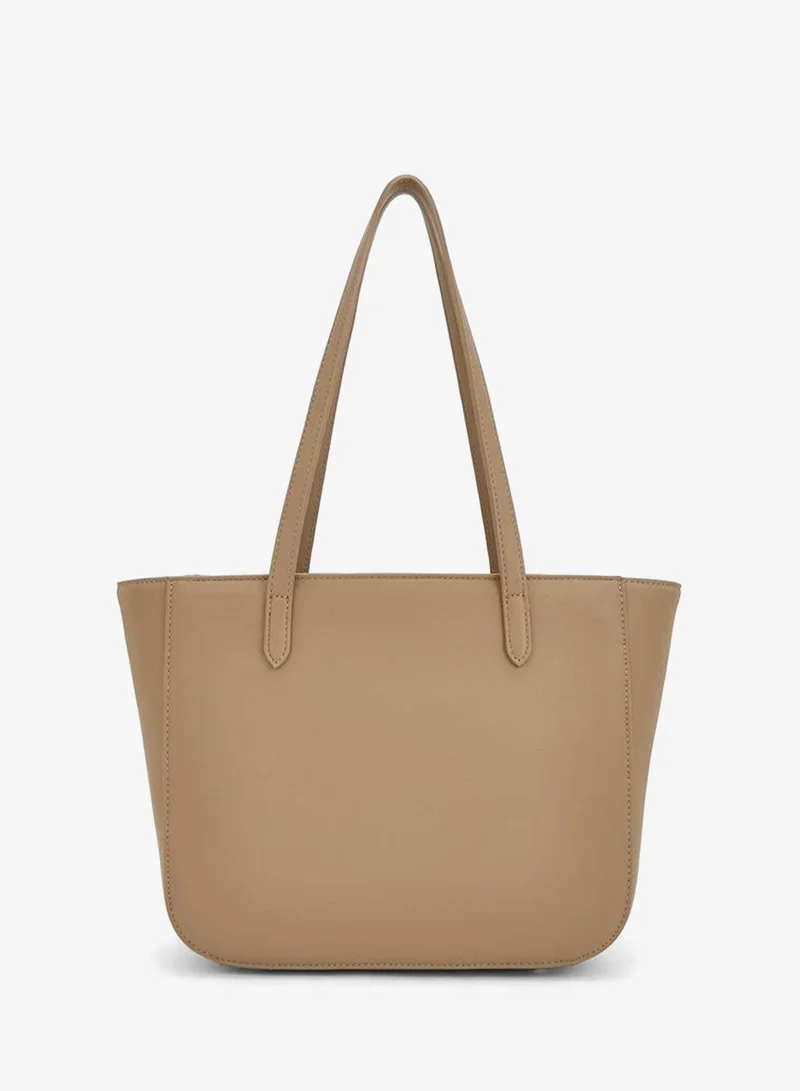 Flora Bella By Shoexpress BEIGE Chevron Textured Tote Bag With Zipper Closure for Women | Best Price UAE