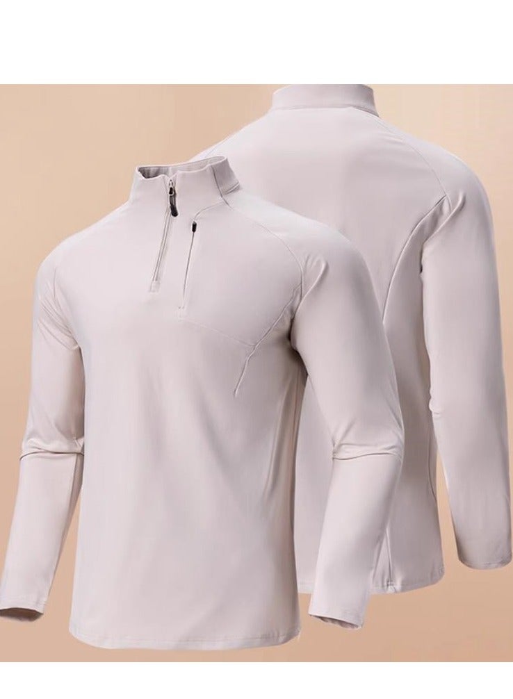 Men's Half Zipper Comfortable Long Sleeve Bottom Shirt Interior - Image 2