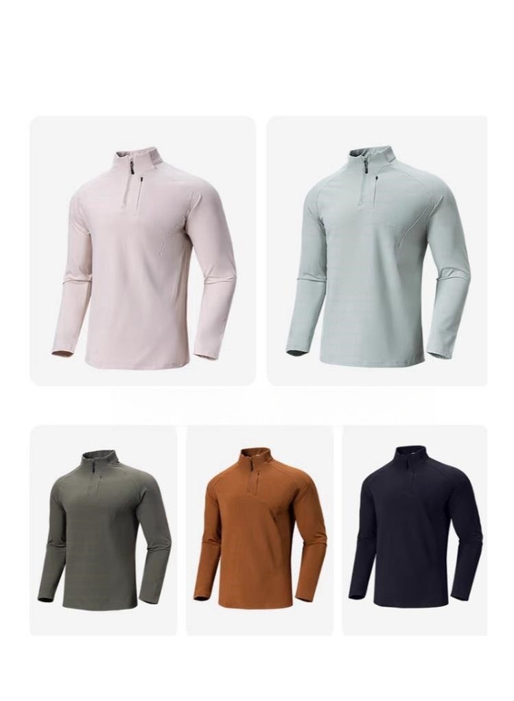 Men's Half Zipper Comfortable Long Sleeve Bottom Shirt Interior - Image 4