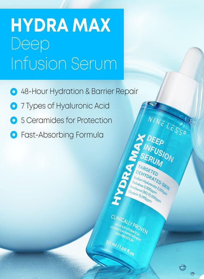 NINELESS HYDRA-MAX Deep Infusion Serum -48hr Korean Hydrating Face Serum with Hyaluronic Acid, Panthenol - 5 Ceramides -Deep Moisture, Fast Absorbing, All Skin Types, 1.69 fl.oz. - Image 2